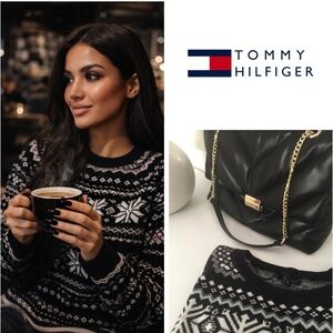 Tommy Hilfiger Black and White Patterned Sweater